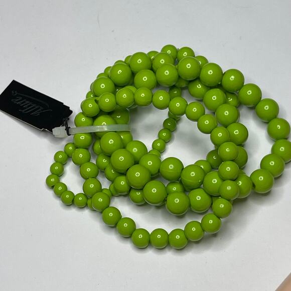 Set of 5 beaded stretch bracelets spring green graduated size beads beading - Picture 5 of 12